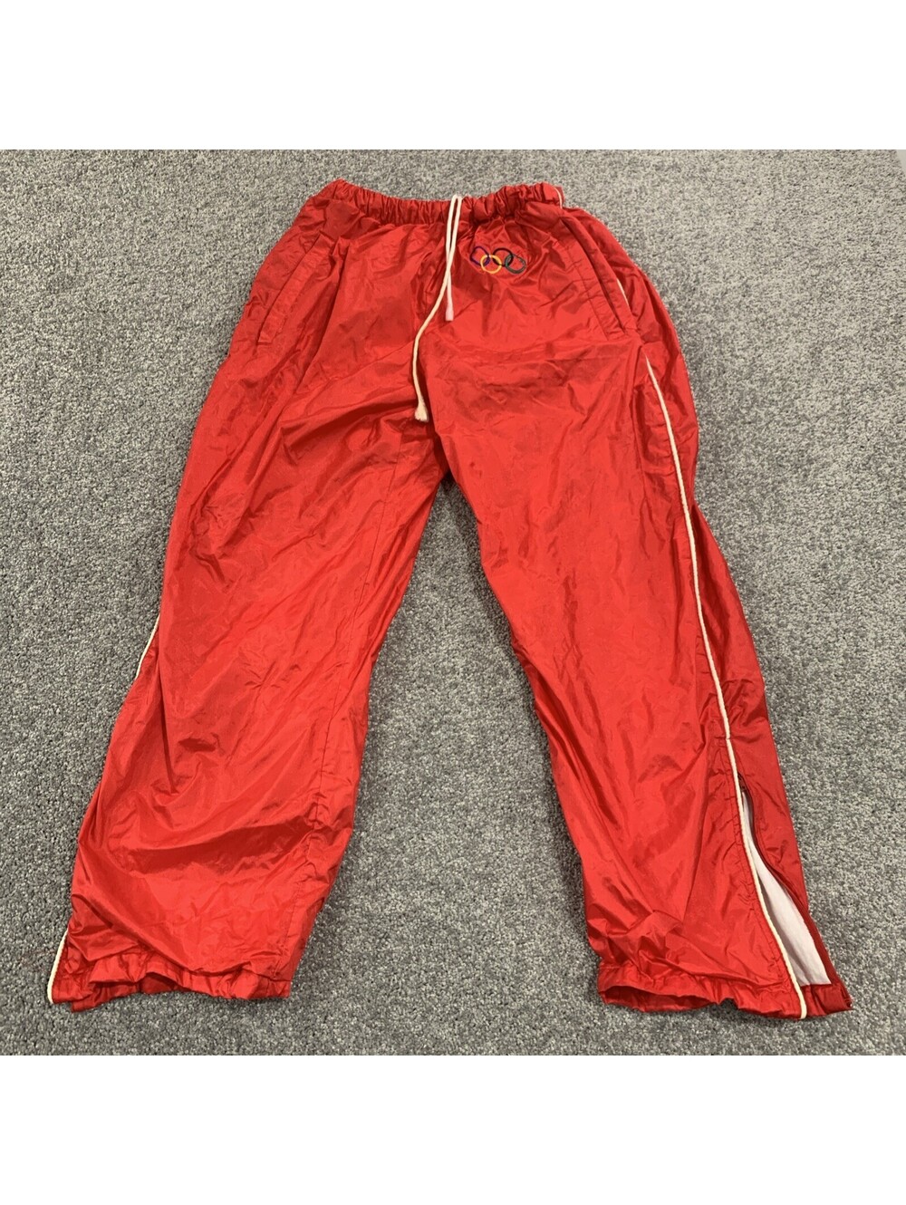 DSK Sportswear Vintage 90s Track Pants Red Nylon Olympic